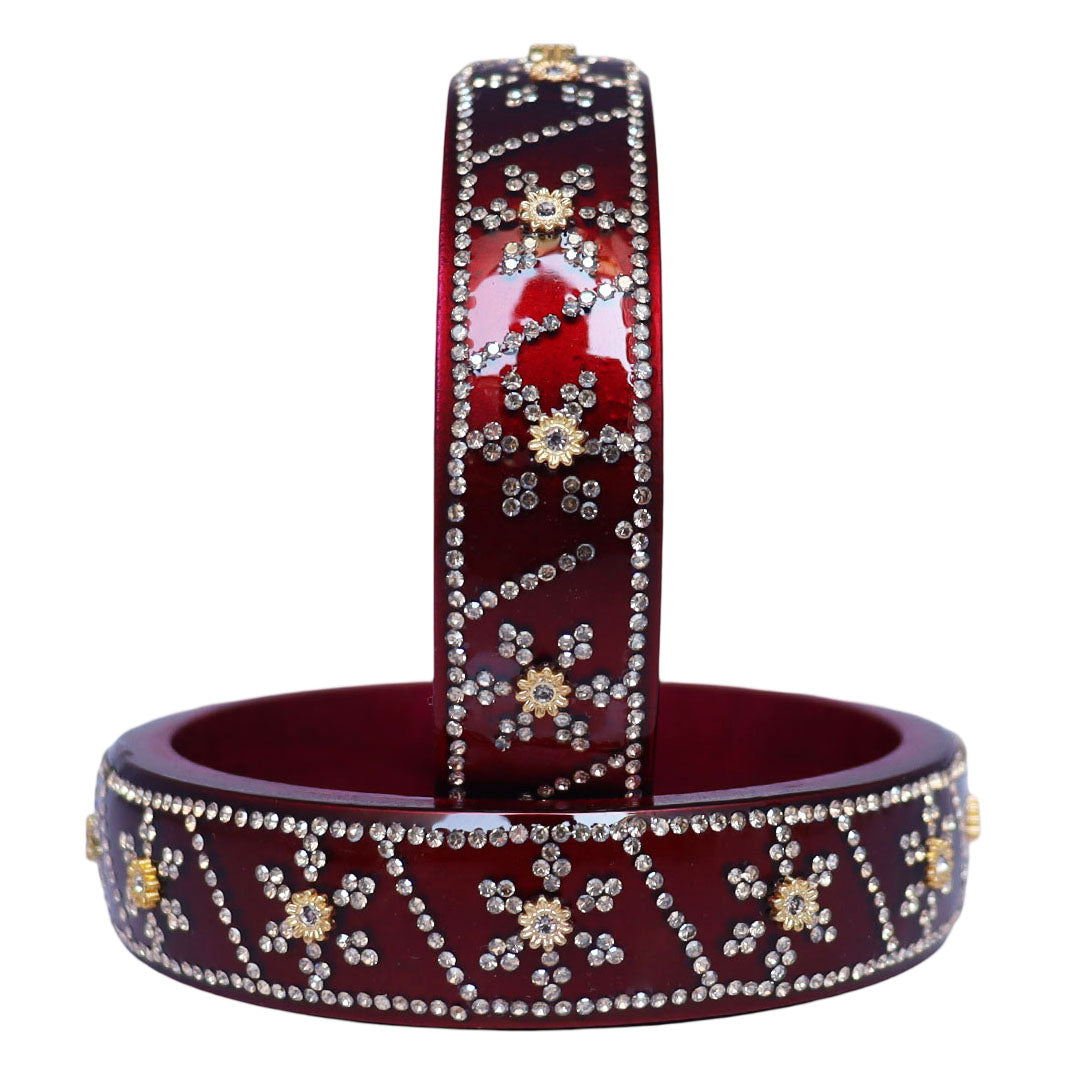 Designer Lac Bangles For Girls in Rhinestones Design