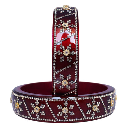 Designer Lac Bangles For Girls in Rhinestones Design