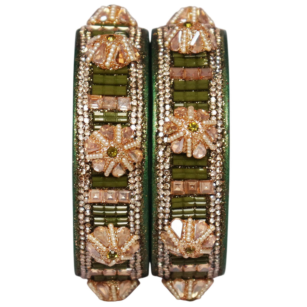 Jaipuri Lac Bangles Kundan Pearl Rhinestone Designer Kada