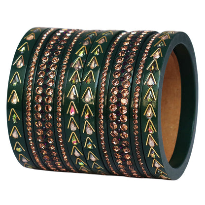 Jaipuri Lac Bangles with Kundan & Artificial Stone Design