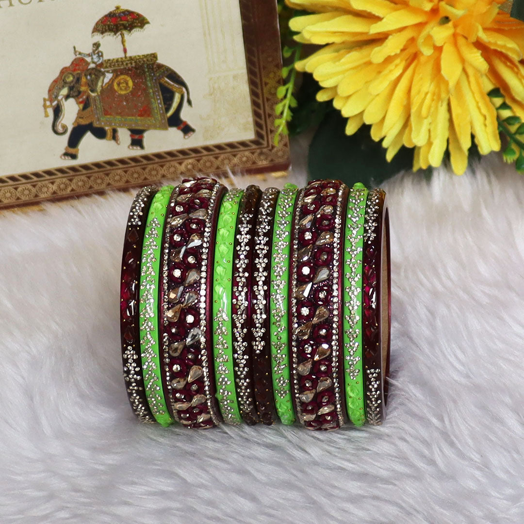 Womens Designer Lac Bangles Set With Latest Kundan Design
