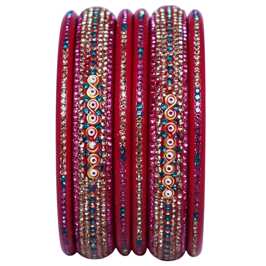Jaipuri Lac Bangles with Latest Beads & Rhinestone Design