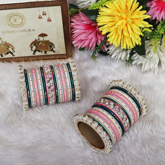 Raksha Bandhan Designer Bangles Set With Latest Kundan-Beads Design