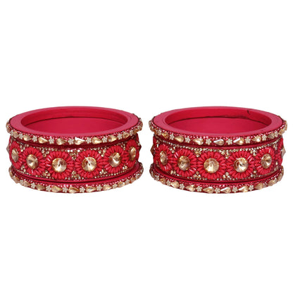 Beautiful Lac Bangles Set with Floral Stone Design for Brides