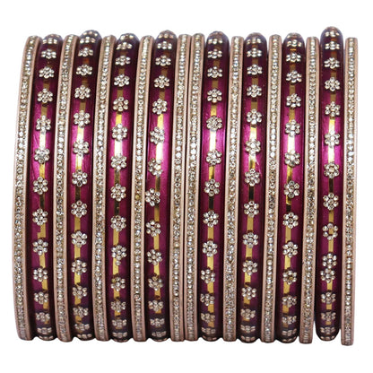 Bridal Rajasthani Lac Bangles Set with Floral Stone Work
