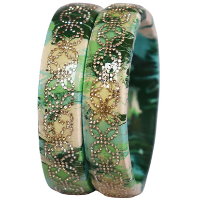 Premium Lac Bangles for Women | Multicolor Marble Finish Rhinestone Traditional Rajasthani Bangles By TAJ BRIDAL STORE