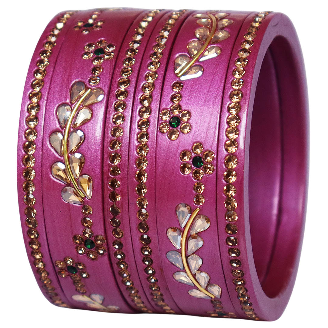 Rajasthani Lac Bangles Kundan & Rhinestone Design Short Set