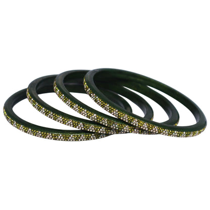 Green Lac bangles with traditional rhinestone embellishment