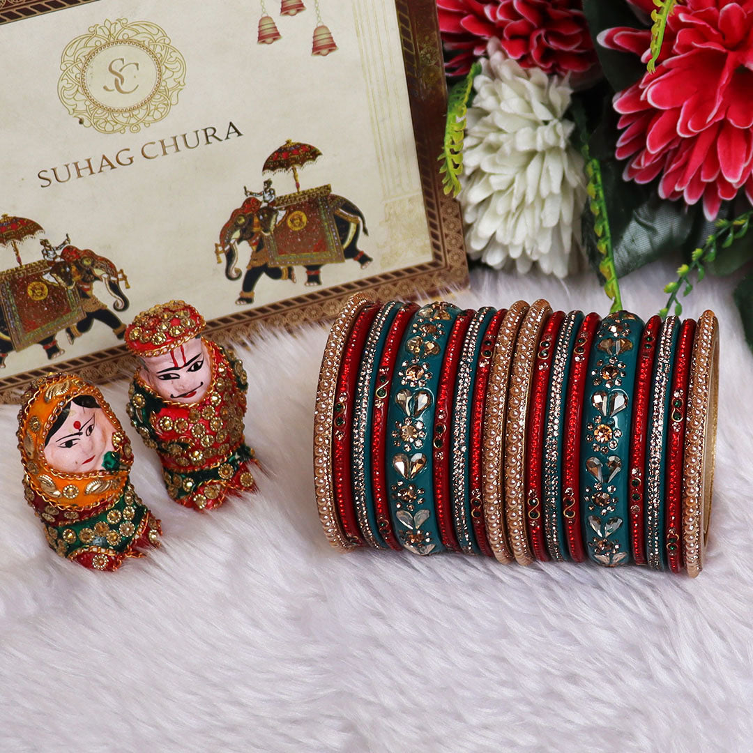 Handmade Lac Bangles For Women With Latest Rhinestones Design