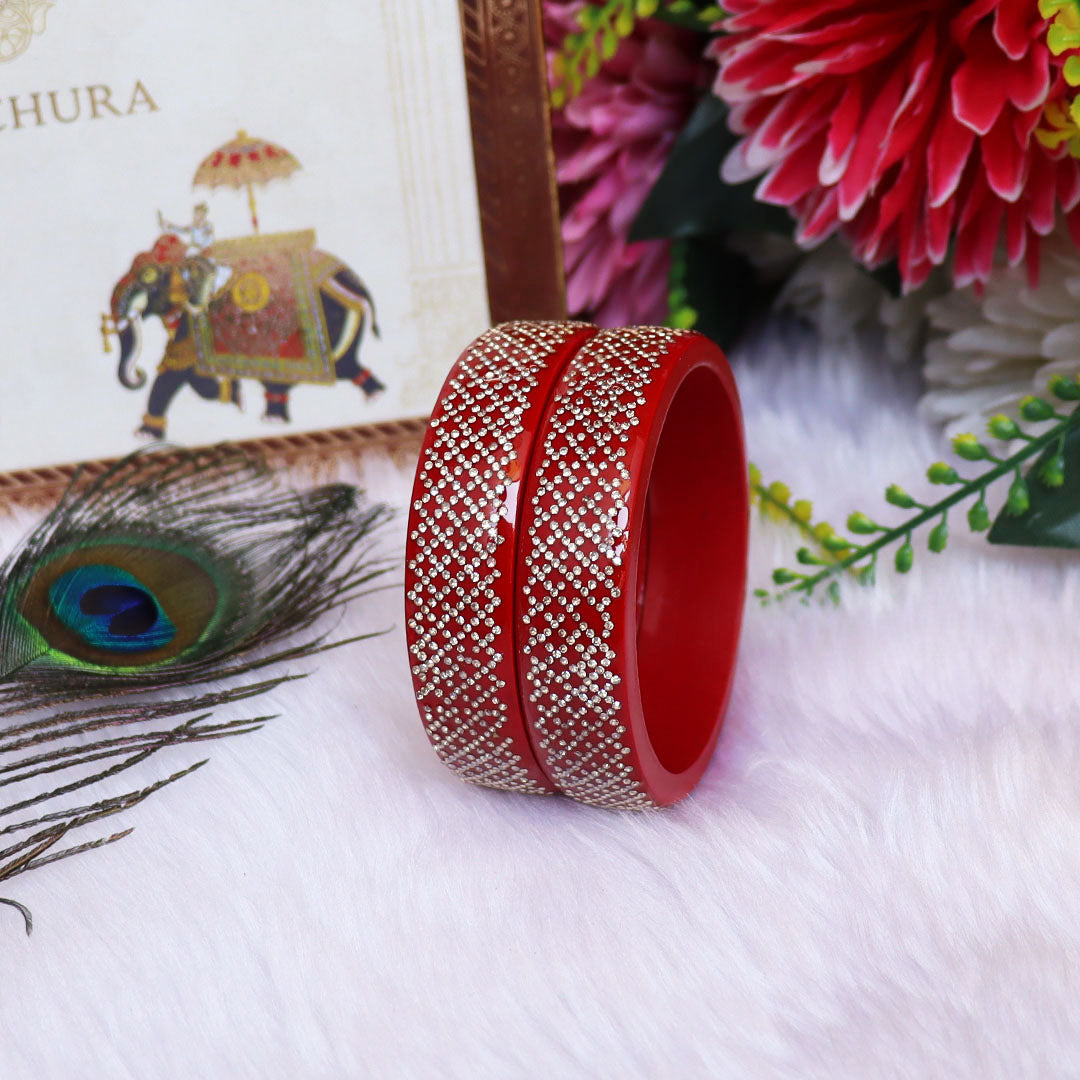 Jaipuri Lac Kada Bangles Set in Latest Rhinestones Design