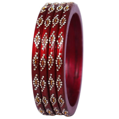 Elegant handmade lac bangles with rhinestone stone detailing
