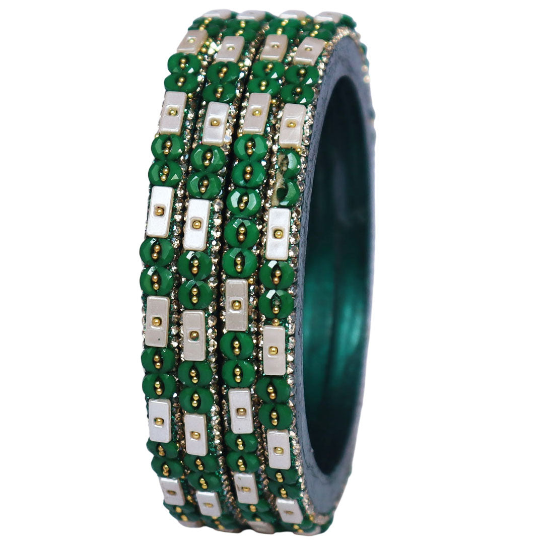 Designer Rajasthani Lac Bangles with Rhinestone & Bead Work by Taj Bridal Store
