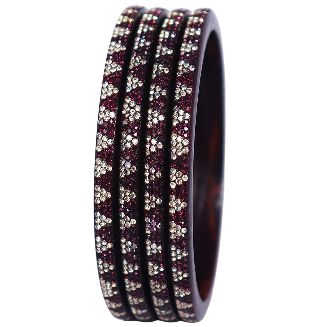 Traditional Lac bangle set of four with sparkling rhinestone embellishment