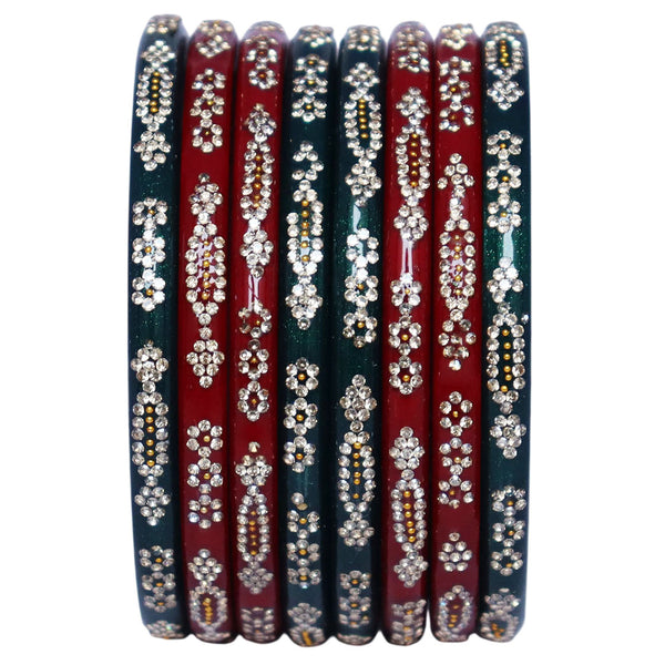 Traditional Lac Bangles Designer Red Green Rajasthani Set