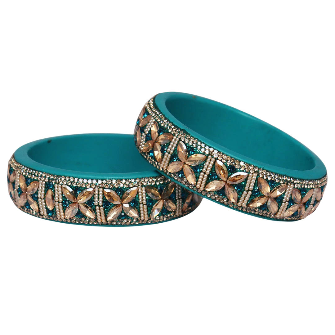 Jaipuri Handmade Lac Kada with Kundan Beads Craft