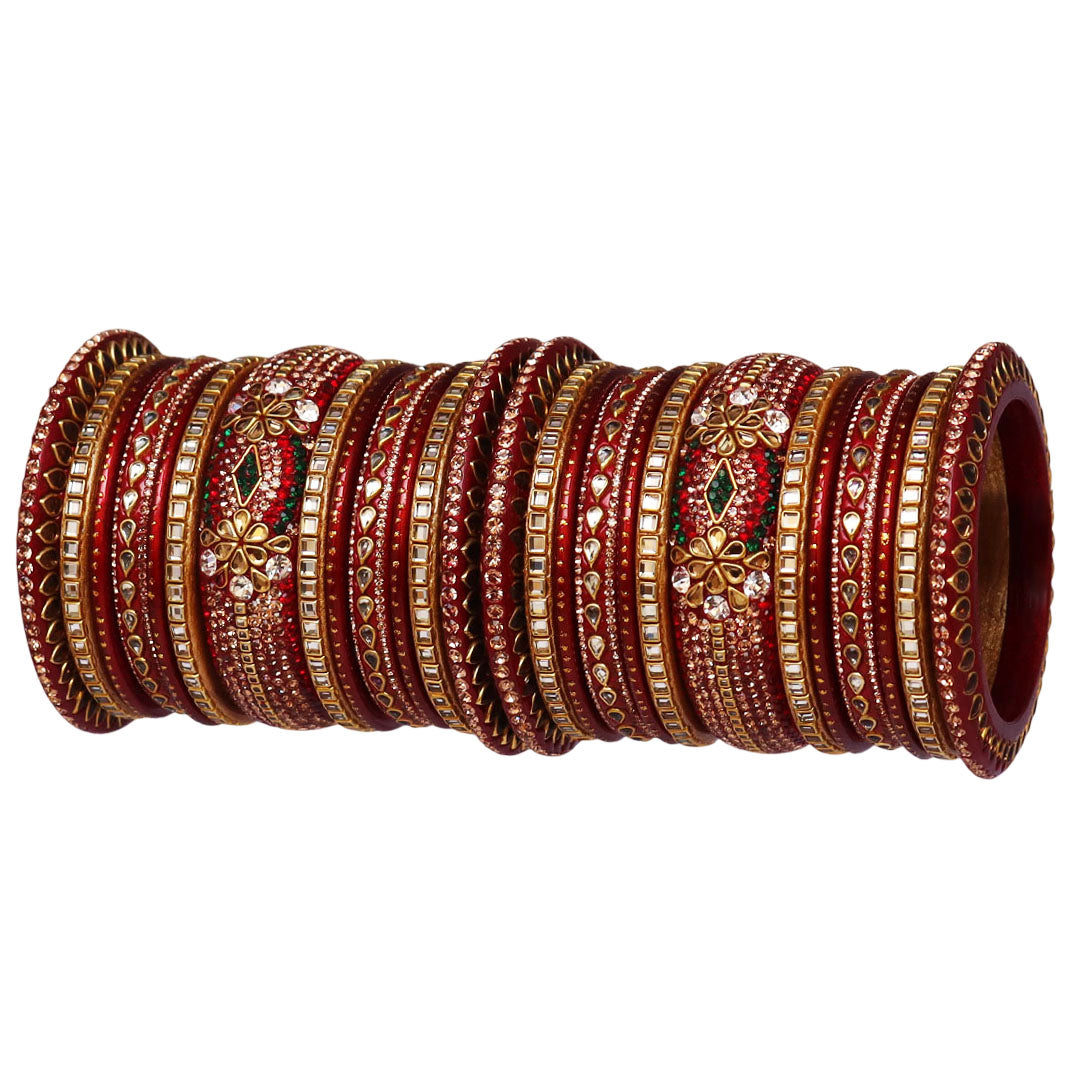 Royal Rajwadi Lac Bangles for Brides with Kundan Embellishments