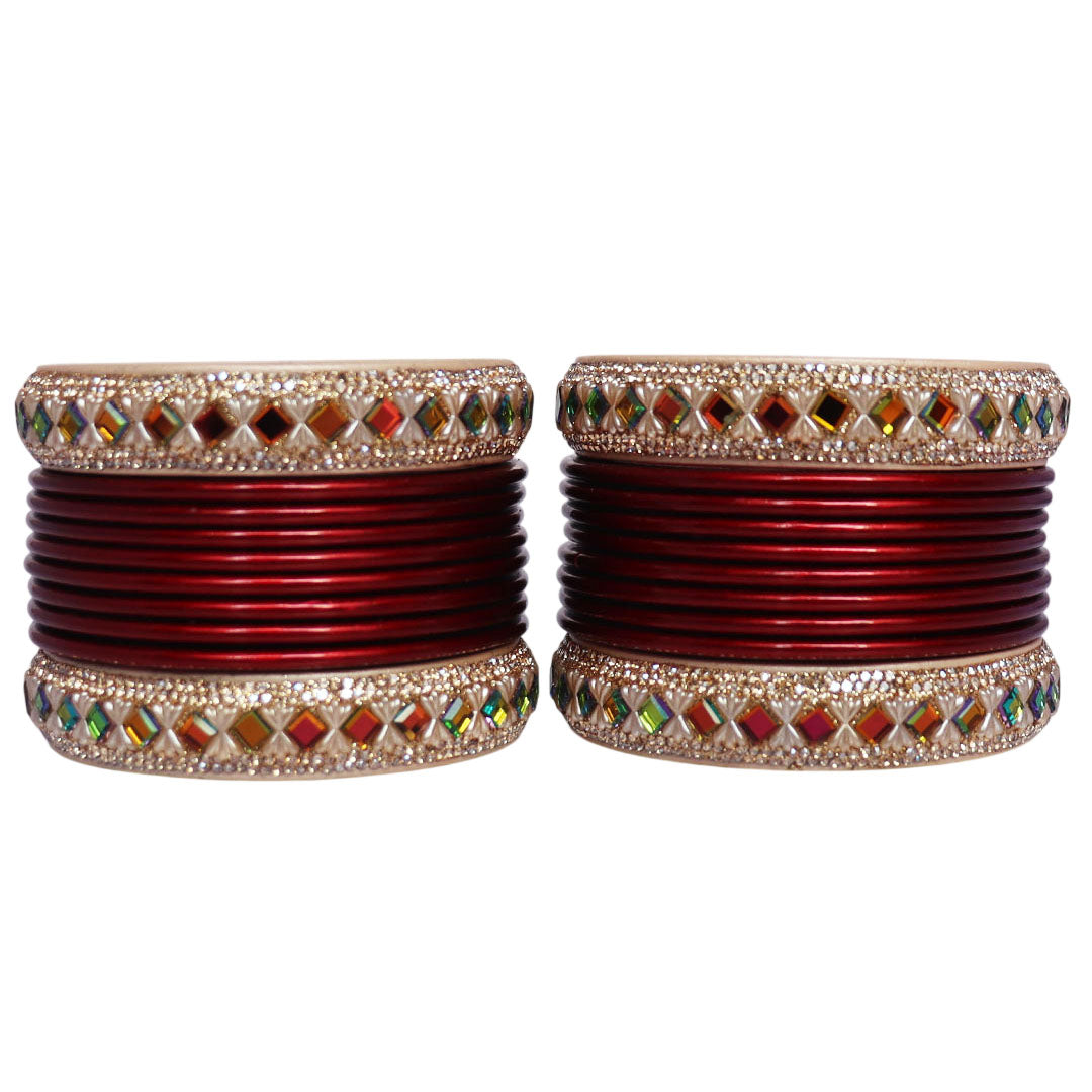 Handcrafted Pure Lac Bangles Set for Women with Designer Artificial Stone By TAJ BRIDAL STORE