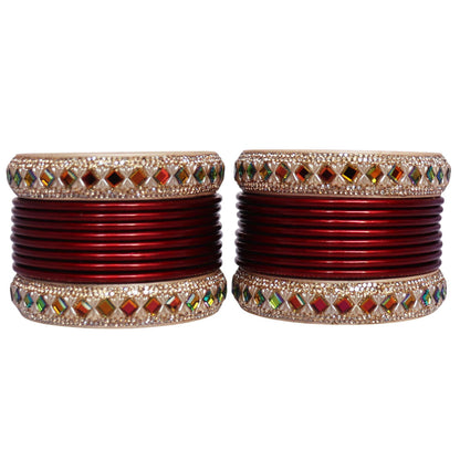 Handcrafted Pure Lac Bangles Set for Women with Designer Artificial Stone By TAJ BRIDAL STORE