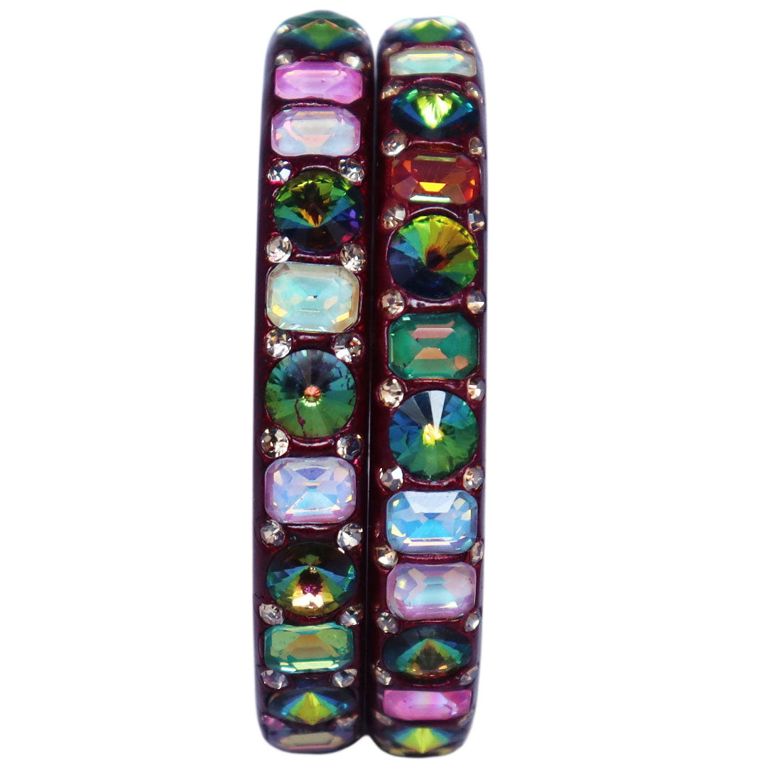 Traditional Rajasthani Lac Bangles for Women with Antique Multicolor AD Stone Design | Handcrafted Set of 2 by TAJ BRIDAL STORE