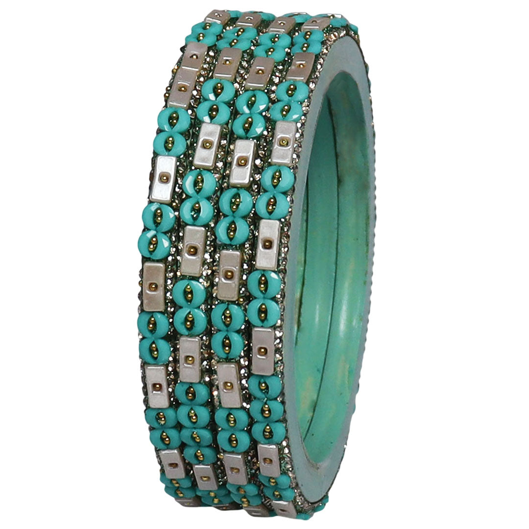 Designer Rajasthani Lac Bangles with Rhinestone & Bead Work by Taj Bridal Store