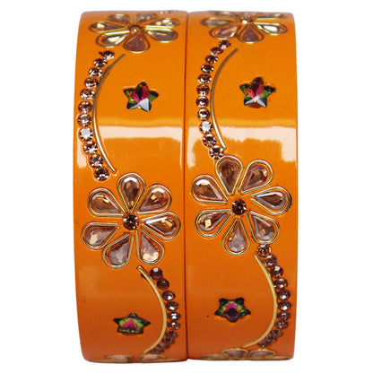 Jaipuri Lac Bangles Kundan Rhinestone Flower Designer Kada
