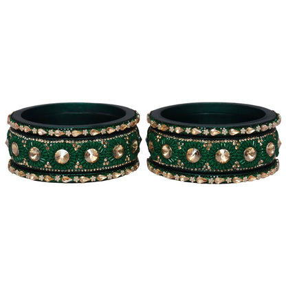 Beautiful Lac Bangles Set with Floral Stone Design for Brides