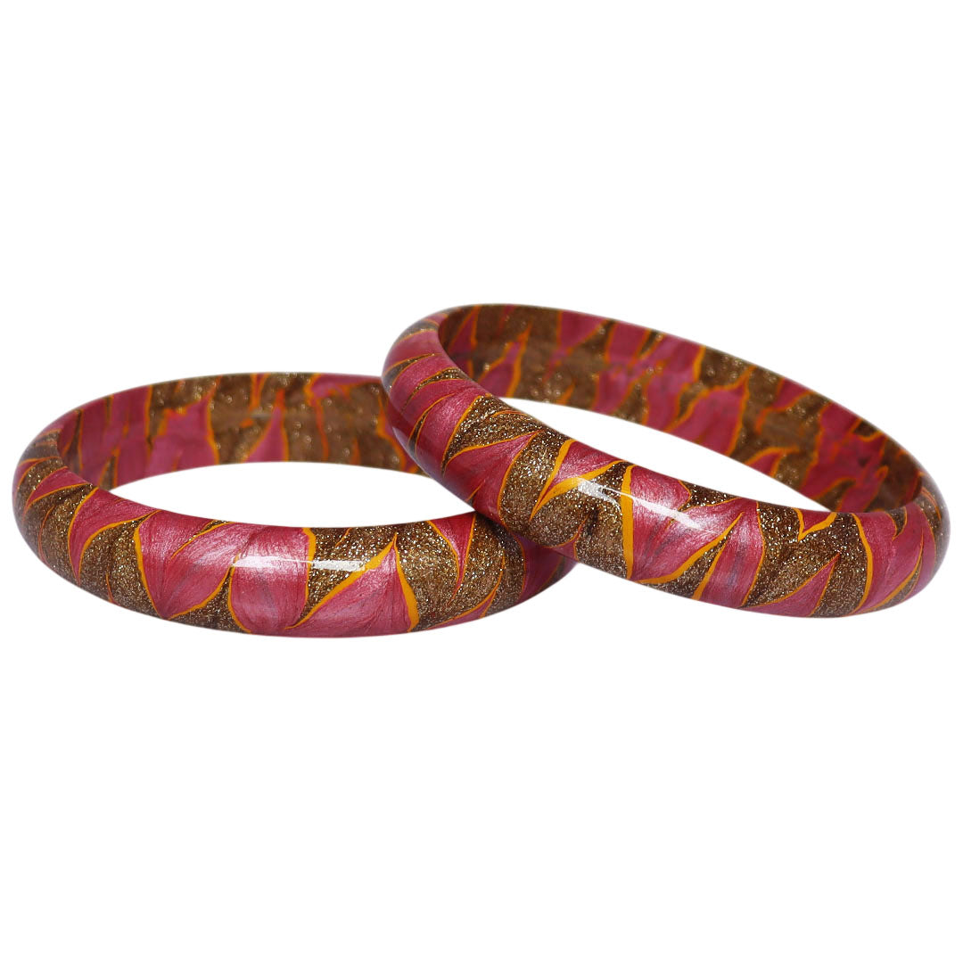 Rajasthani designer lac bangles with glittery golden swirl detailing