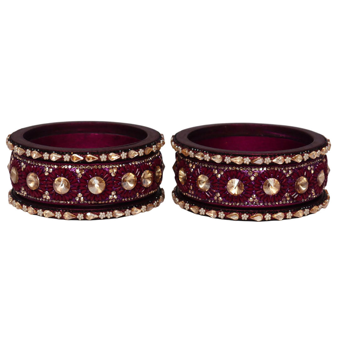 Beautiful Lac Bangles Set with Floral Stone Design for Brides