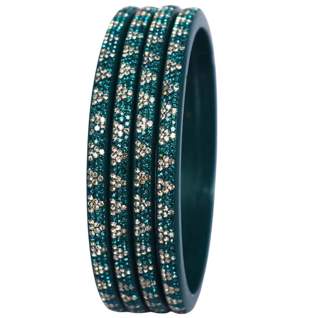 Handcrafted traditional Lac bangles with rhinestone work by TAJ BRIDAL STORE
