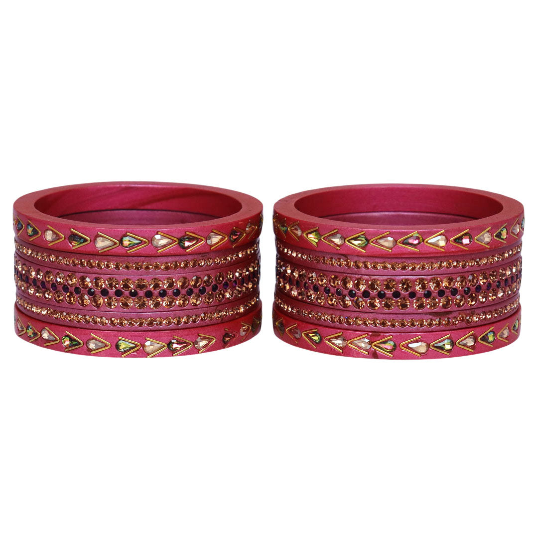 Jaipuri Lac Bangles with Kundan & Artificial Stone Design