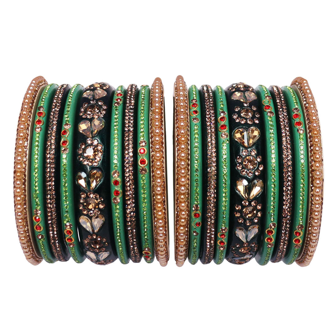 Handmade Lac Bangles For Women With Latest Rhinestones Design