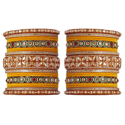 Rajasthani Wedding Chura with Kundan Beads & Velvet Bangles