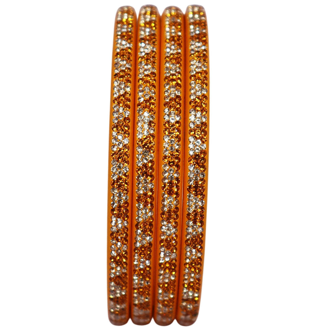 Traditional Lac bangle set of four with sparkling rhinestone embellishment