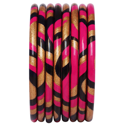 Lac Bangles Set Elegant Lahariya Pattern Bangles