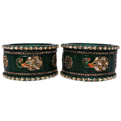 Pure Lac Short Chura Set With Latest Kundan & Peacock Design