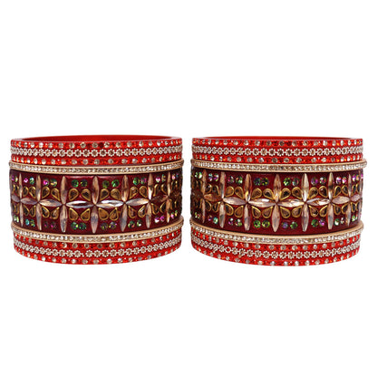 Premium Kundan Bangle Set with Rhinestones