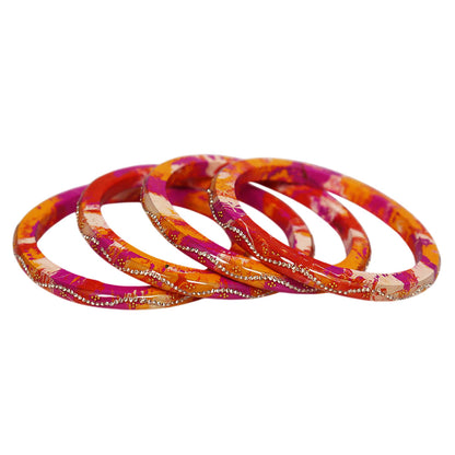 Handcrafted Rajasthani Pure Lac Bangles for Women Premium Glossy Ethnic Bangles with Rhinestone Wave Pattern