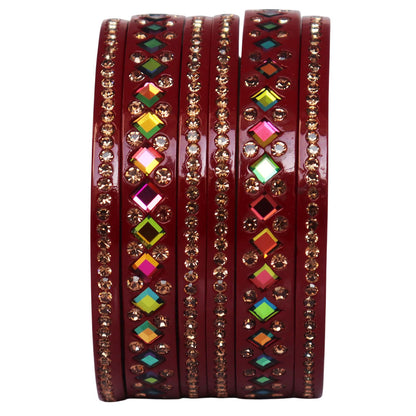 Women's Traditional Lac Bangles Set With Latest Rainbow Kundan Design