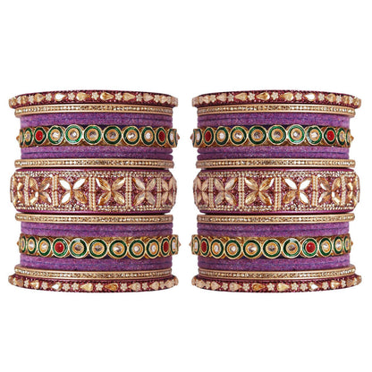 Rajasthani Wedding Chura with Kundan Beads & Velvet Bangles