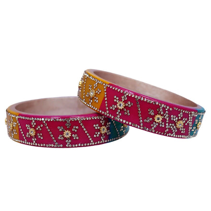 Designer Lac Bangles For Girls in Rhinestones Design