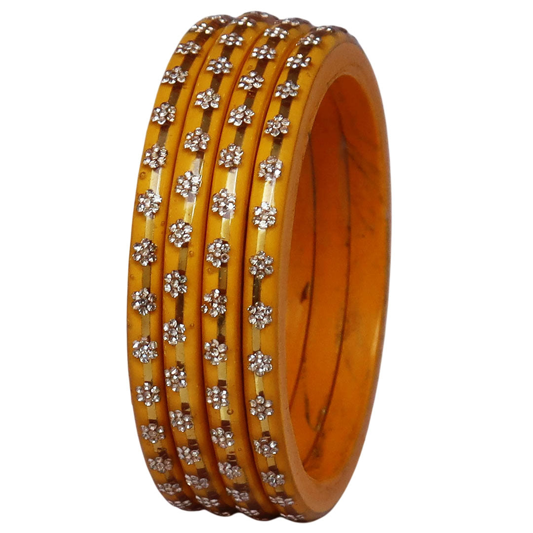 Classic Rajasthani Lac Bangles with Sparkling Flower Stones