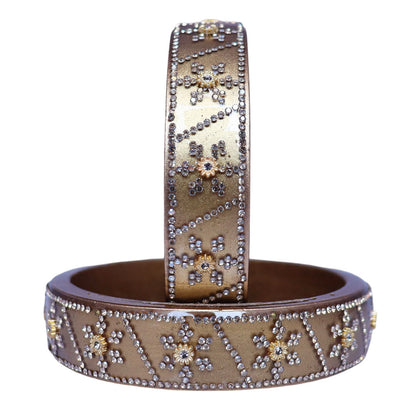 Designer Lac Bangles For Girls in Rhinestones Design