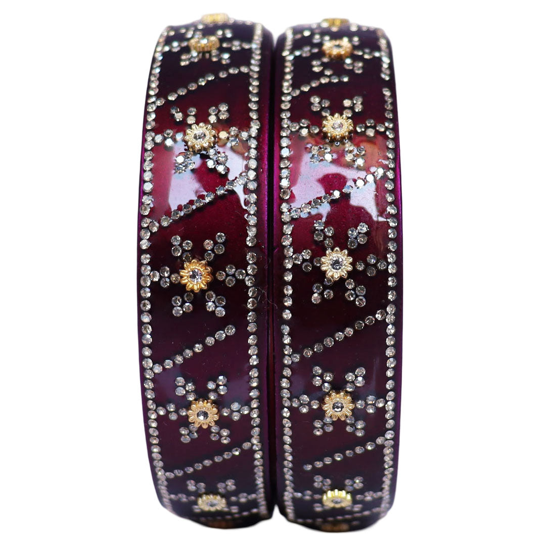 Designer Lac Bangles For Girls in Rhinestones Design