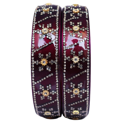 Designer Lac Bangles For Girls in Rhinestones Design