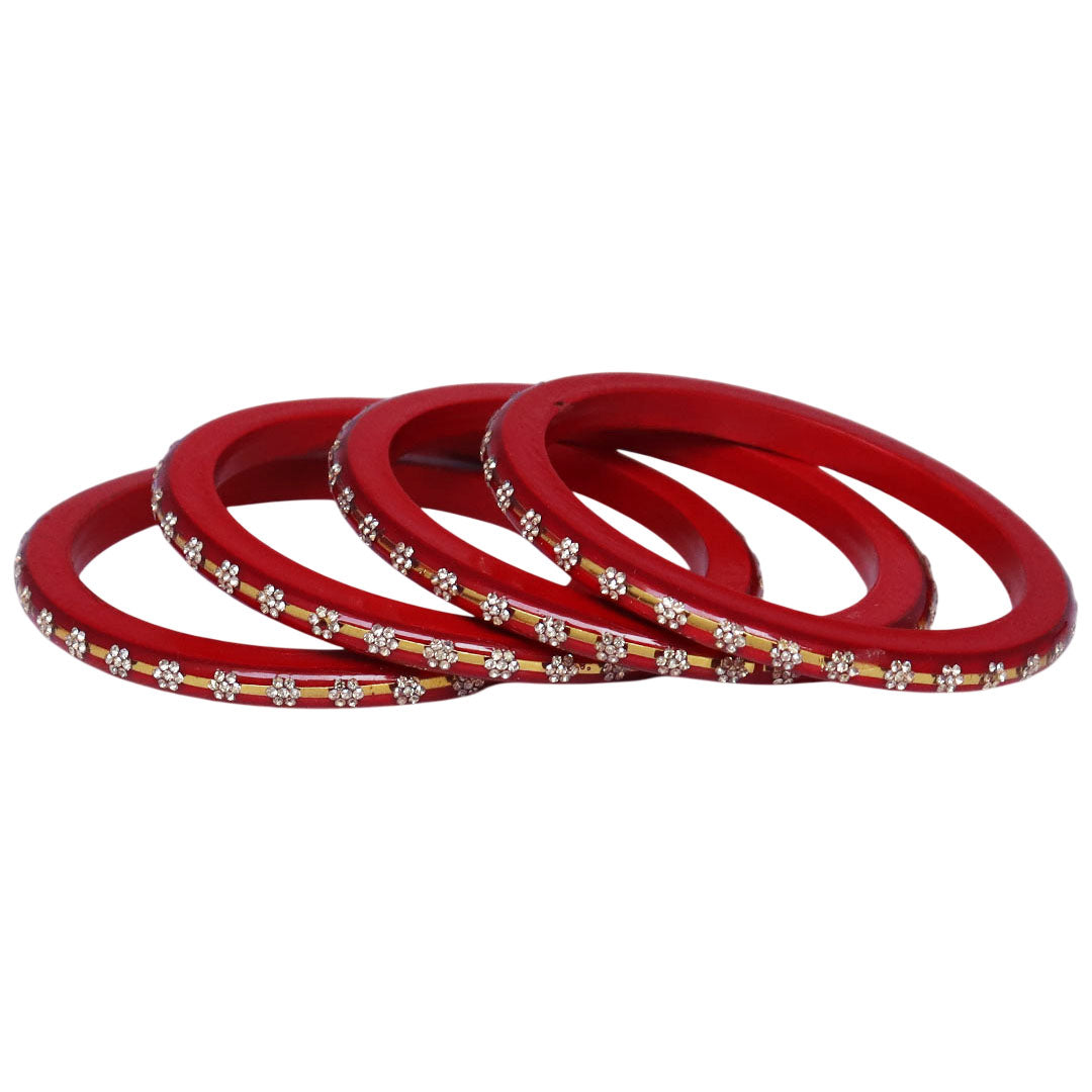 Classic Rajasthani Lac Bangles with Sparkling Flower Stones