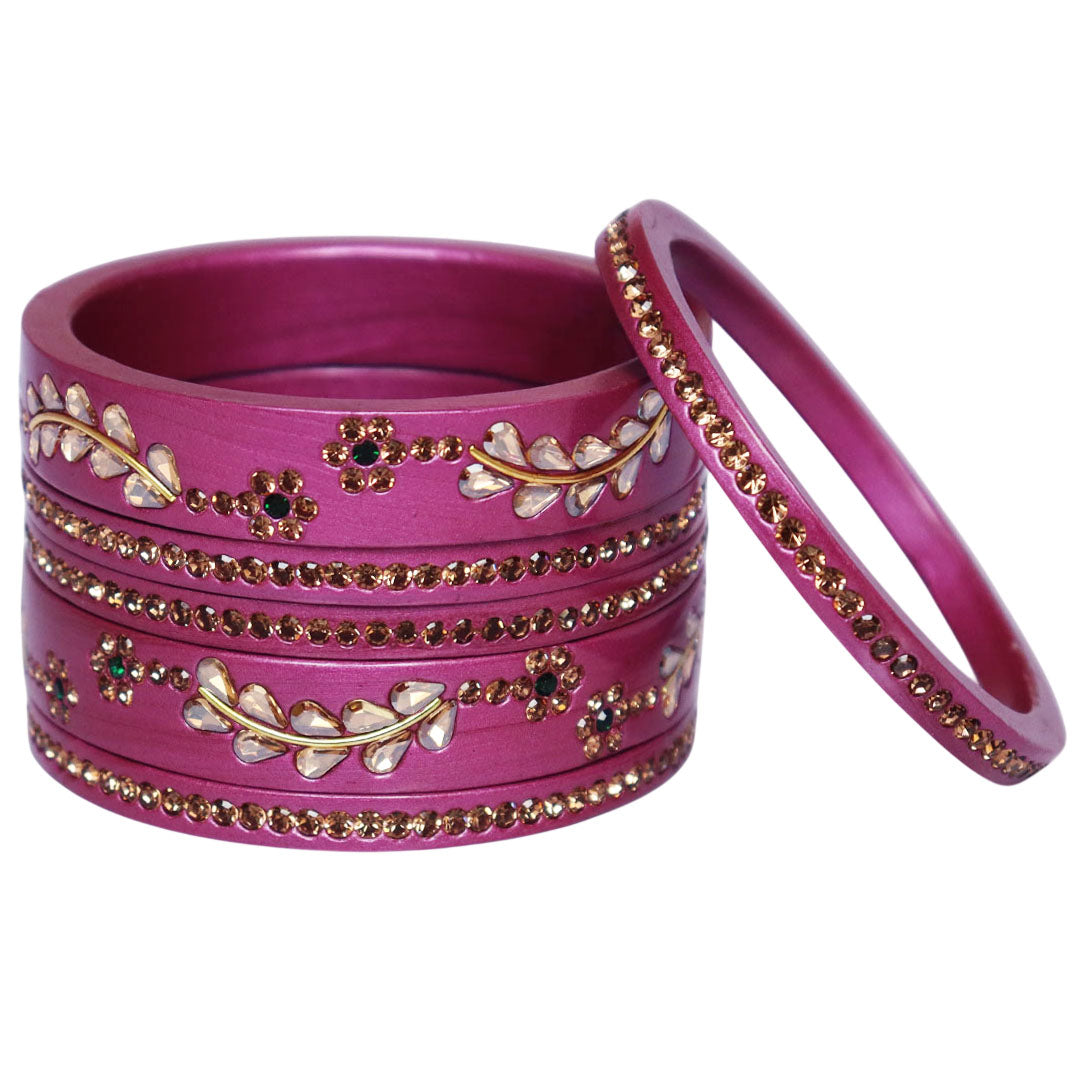 Rajasthani Lac Bangles Kundan & Rhinestone Design Short Set