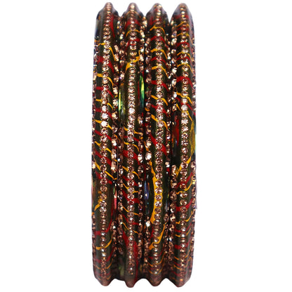 Lehariya Lac Bangles for Women | Traditional Rajasthani Rhinestone Bangles | Glossy Festival & Wedding Bangles By TAJ BRIDAL STORE