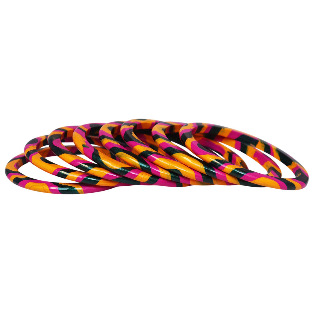 Lac Bangles Set Elegant Lahariya Pattern Bangles