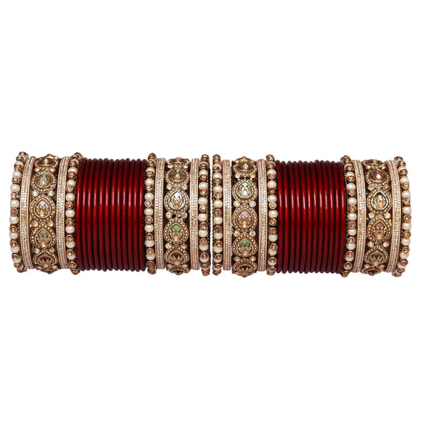 Premium Lac Punjabi Chura with Designer Stone Kada