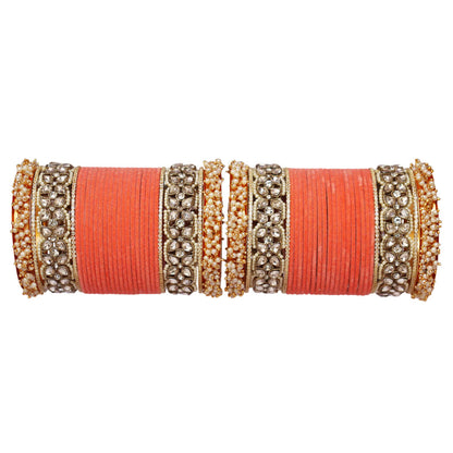 Premium Bridal Metal Bangles – Kundan Stone & Pearl Embellished